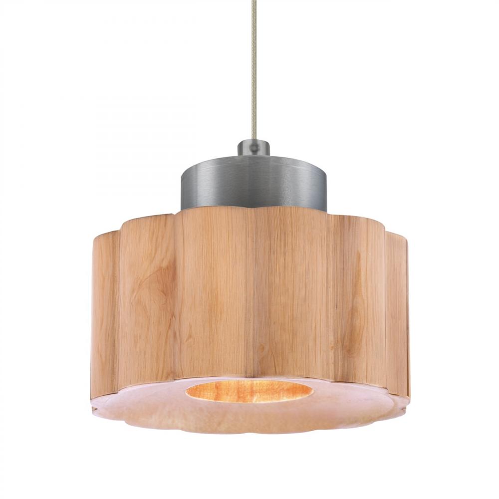 Besa, Kao Cord Pendant, Natural, Satin Nickel Finish, 1x3W LED