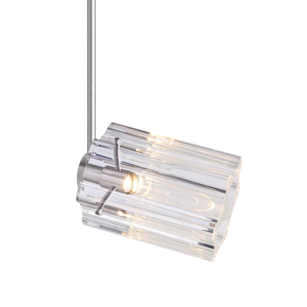 Besa Ice 4 Spotlight with 12" stem, Clear Glass, Satin Nickel Finish, 1x35W Bipin