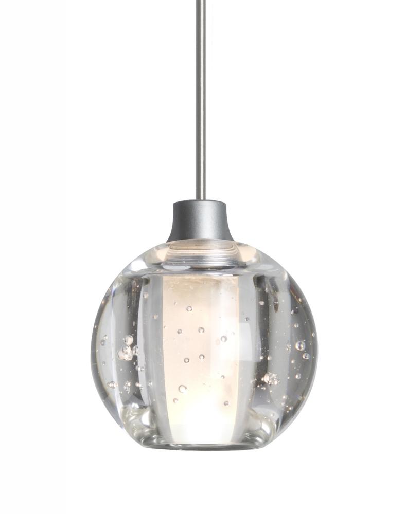Besa, Boca 5 Cord Pendant For Multiport Canopies, Clear Bubble, Satin Nickel Finish, 1x3W LED