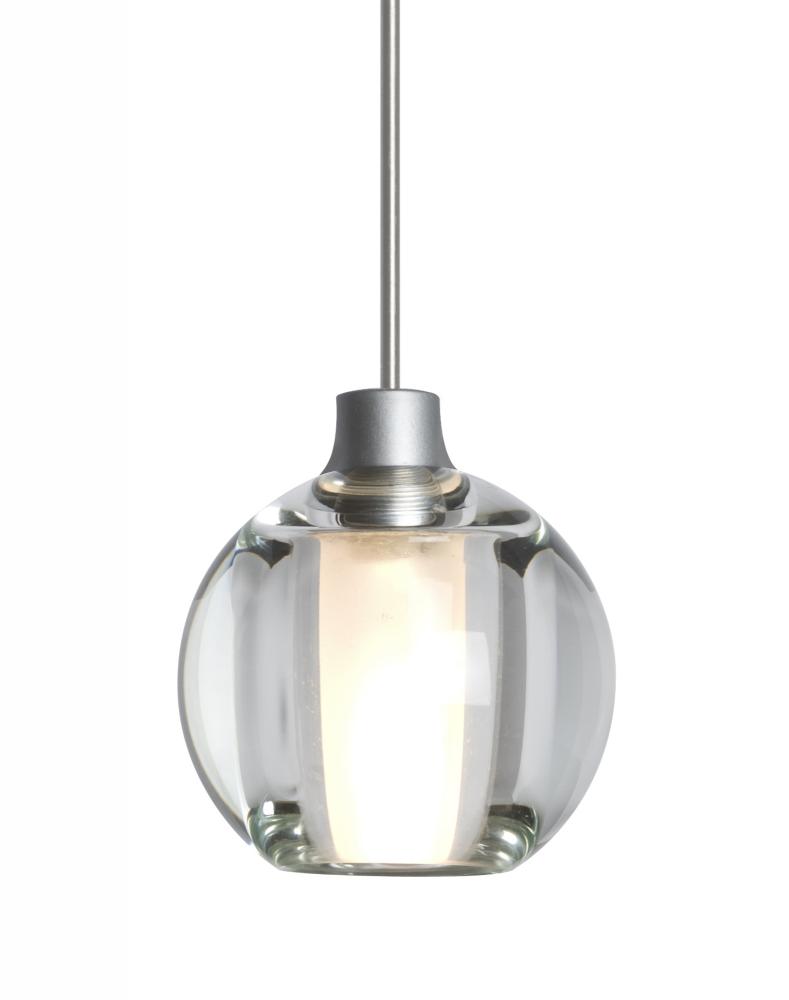 Besa, Boca 5 Cord Pendant For Multiport Canopies, Clear, Satin Nickel Finish, 1x3W LED