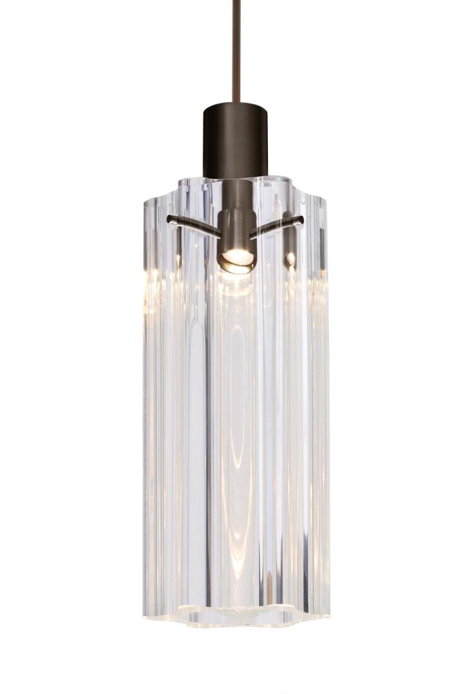 Besa Ice 7 Pendant for Multiport Canopy, Clear Glass, Bronze Finish, 1x35W 35W MAX GY6.35 Base