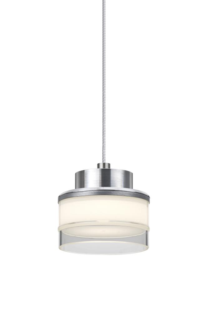 Besa, Pivot Cord Pendant For Multiport Canopy, Opal Glossy/Clear, Satin Nickel Finish, 1x3W LED