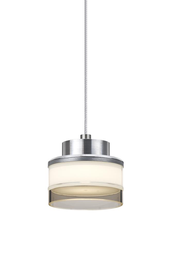 Besa, Pivot Cord Pendant For Multiport Canopy, Opal Glossy/Smoke, Satin Nickel Finish, 1x3W LED