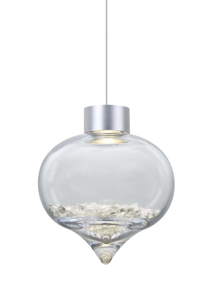 Besa Terra Cord Pendant For Multiport Canopy, Clear Crystals, Satin Nickel Finish, 1x3W LED