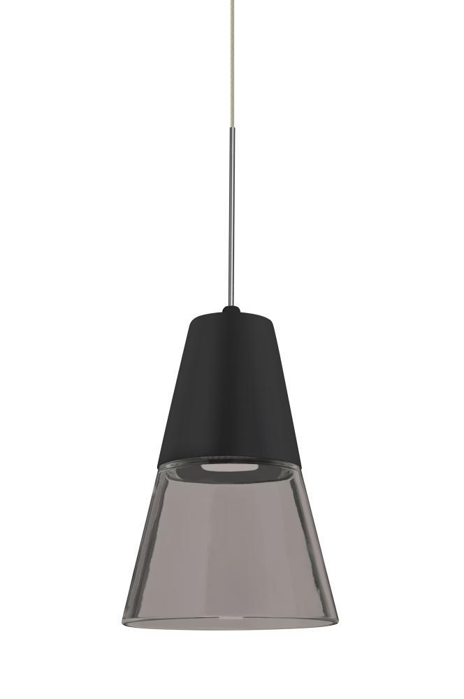 Besa, Timo 6 Cord Pendant For Multiport Canopies, Smoke/Black, Satin Nickel Finish, 1x9W LED