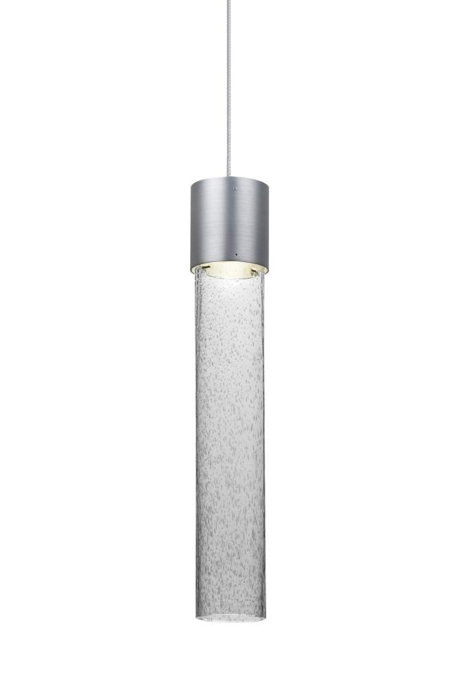 Besa, Wanda 12 Cord Pendant For Multiport Canopy, Clear Bubble, Satin Nickel Finish, 1x3W LED