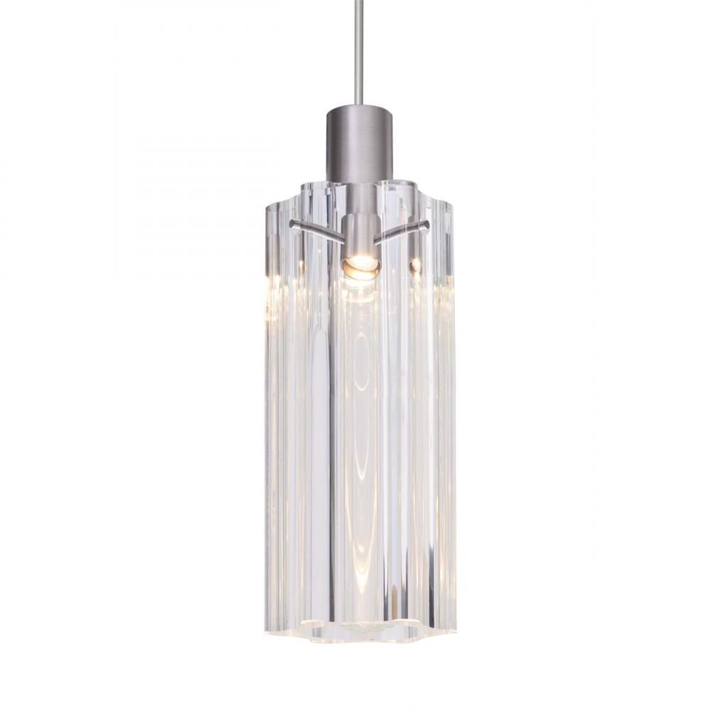 Besa Ice 7 Pendant, Clear Glass, Satin Nickel Finish, 1x35W 35W MAX GY6.35 Base