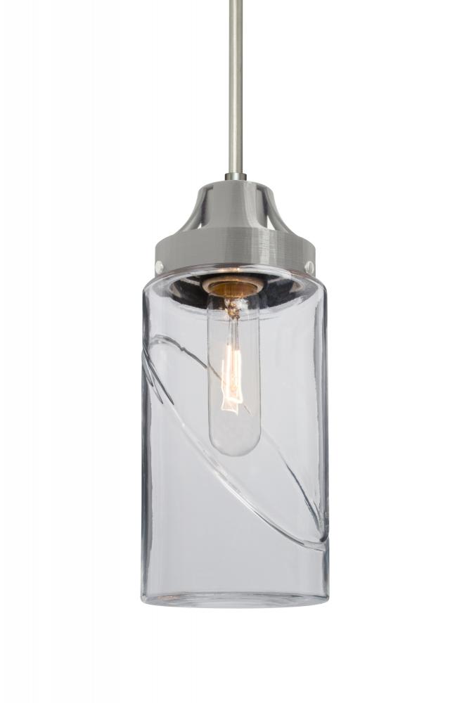 Besa, Blink Cord Pendant For Multiport Canopy, Clear, Satin Nickel Finish, 1x60W Medi