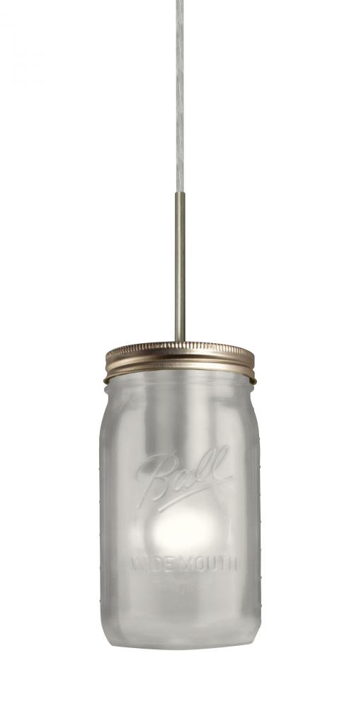 Besa Pendant For Multiport Canopy Milo 4 Satin Nickel White Frost 1x40W Medium Base A