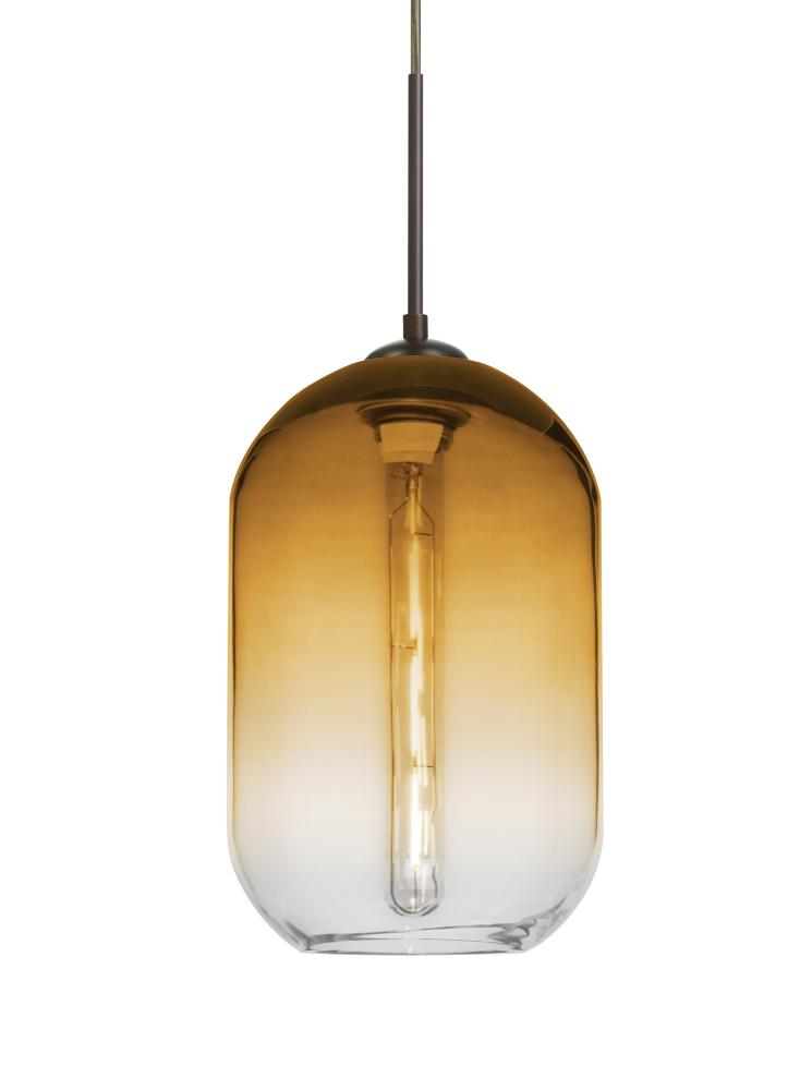 Besa, Omega 12 Cord Pendant For Multiport Canopies, Amber/Clear, Bronze Finish, 1x4W