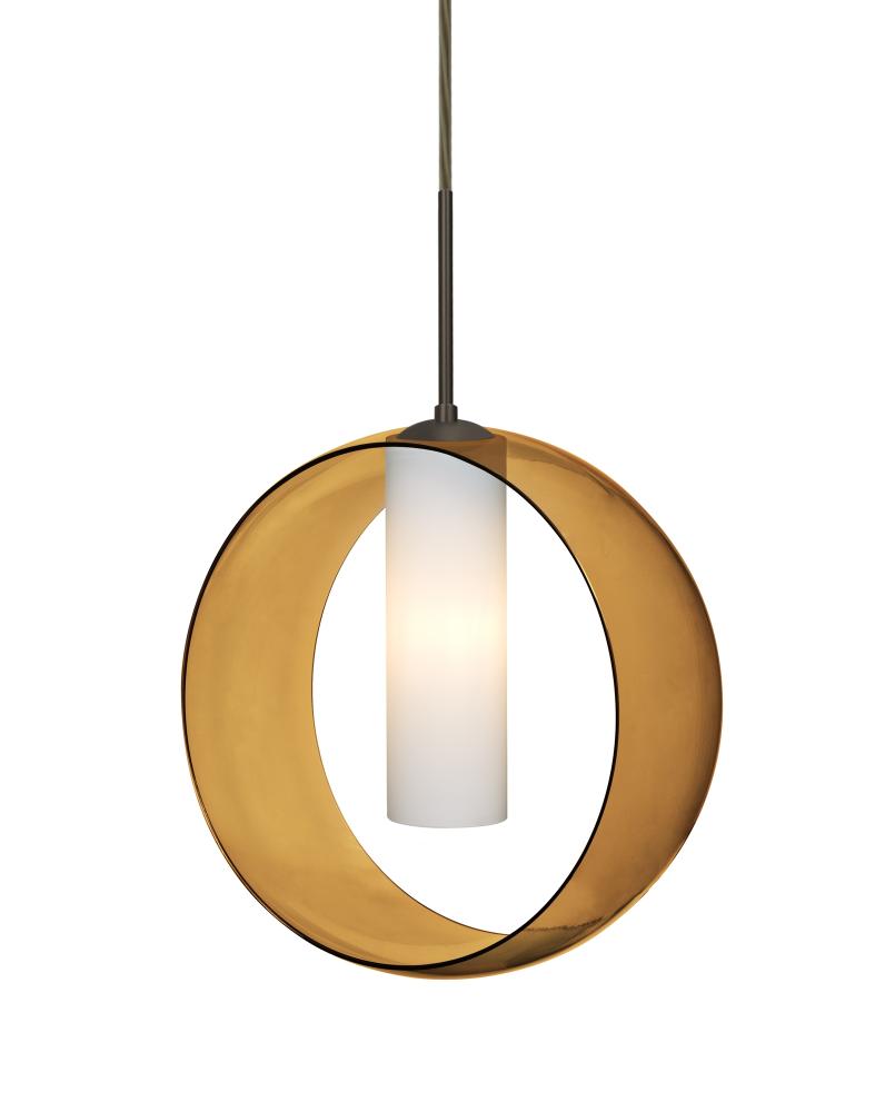 Besa, Plato Cord Pendant For Multiport Canopies, Amber/Opal, Bronze Finish, 1x5W LED