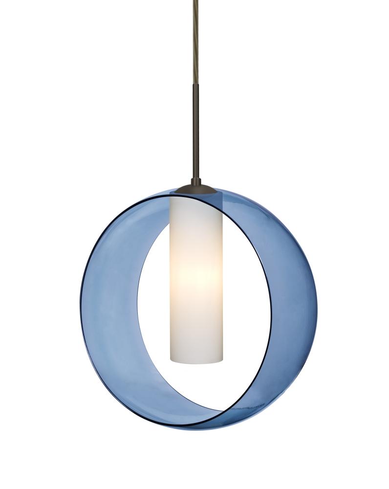 Besa, Plato Cord Pendant For Multiport Canopies, Blue/Opal, Bronze Finish, 1x5W LED