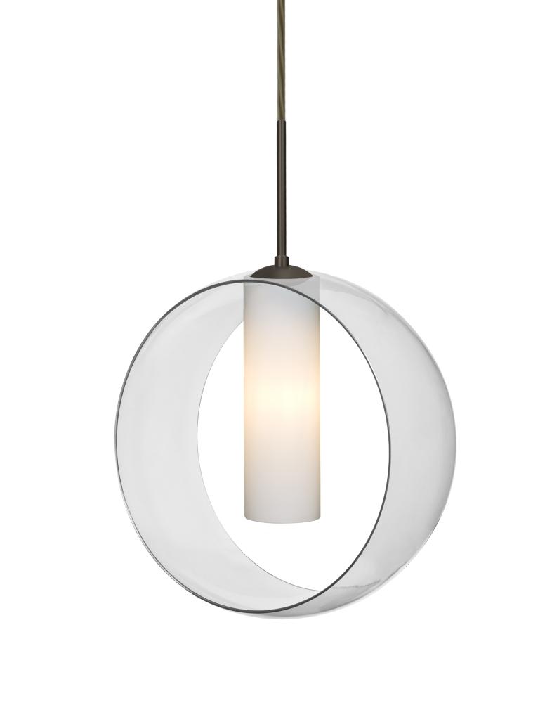 Besa, Plato Cord Pendant For Multiport Canopies, Clear/Opal, Bronze Finish, 1x5W LED