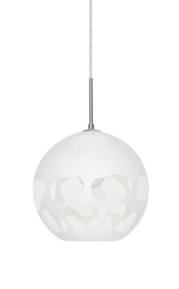 Besa, Rocky Cord Pendant For Multiport Canopies, White, Satin Nickel Finish, 1x60W Me