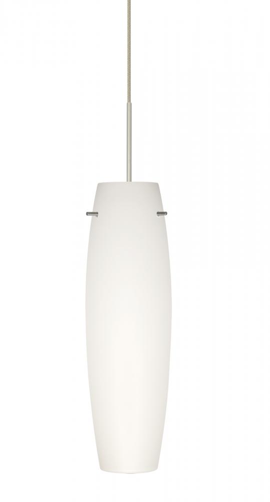 Besa Stilo 11 Pendant, Opal Matte, Satin Nickel, 1x50W MAX GY6.35 Base