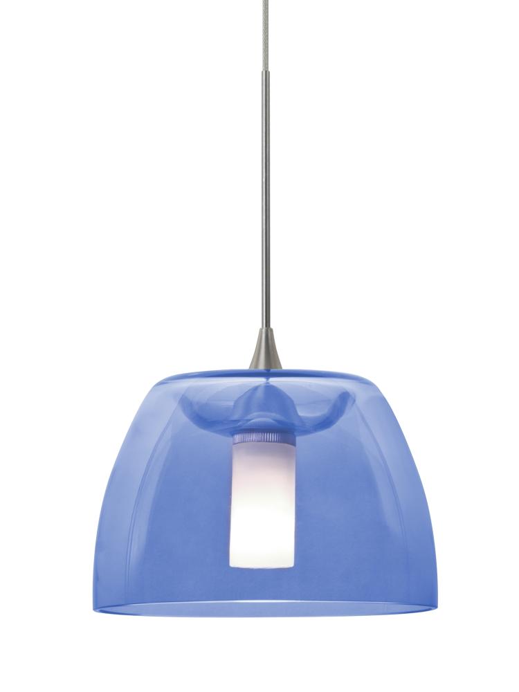Besa Spur Cord Pendant For Multiport Canopy, Blue, Satin Nickel Finish, 1x35W Halogen