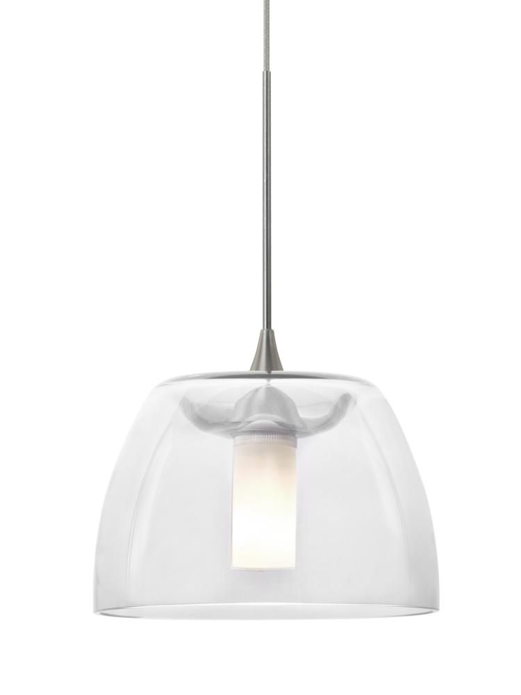 Besa Spur Cord Pendant For Multiport Canopy, Clear, Satin Nickel Finish, 1x35W Haloge