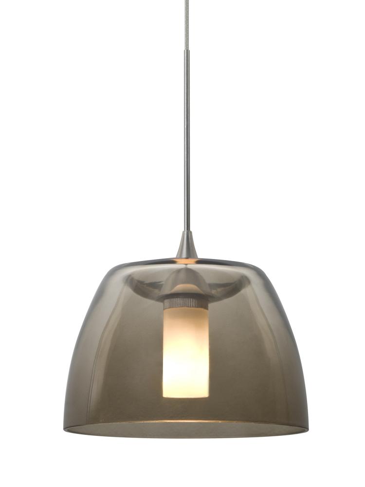 Besa Spur Cord Pendant For Multiport Canopy, Smoke, Satin Nickel Finish, 1x35W Haloge