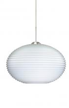 Besa Lighting 1JC-491307-SN - Besa Pendant Pape 12 Satin Nickel Opal Ribbed 1x100W Medium Base