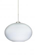 Besa Lighting 1JT-491207-SN - Besa Pendant Pape 10 Satin Nickel Opal Ribbed 1x100W Medium Base