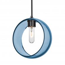 Besa Lighting 1JT-MANABL-BK-NI - Besa Mana Pendant, Blue, Black Finish, 1x60W Medium Base
