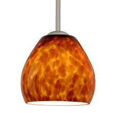 Besa Lighting 1TT-412218-SN - Besa Bolla Pendant Satin Nickel Amber Cloud 1x50W E12 base