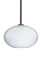 Besa Lighting 1TT-491307-BR - Besa Stem Pendant Pape 12 Bronze Opal Ribbed 1x100W Medium Base