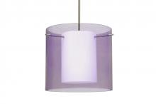 Besa Lighting 1TT-A18407-SN - Besa Stem Pendant Pahu 12 Satin Nickel Transparent Amethyst 1x100W Medium Base