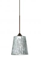 Besa Lighting 1XC-5125SF-BR - Besa Pendant Nico 4 Bronze Stone Silver Foil 1xMAX GY6.35 Base