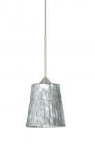 Besa Lighting 1XC-5125SF-SN - Besa Pendant Nico 4 Satin Nickel Stone Silver Foil 1xMAX GY6.35 Base
