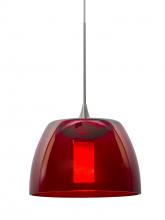Besa Lighting 1XT-SPURRD-SN - Besa Spur Cord Pendant, Red, Satin Nickel Finish, 1x35W MAX GY6.35 Base