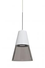 Besa Lighting 1XT-TIMO6WS-LED-SN - Besa, Timo 6 Cord Pendant, Smoke/White, Satin Nickel Finish, 1x9W LED