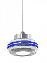 Besa Lighting 1XT-FLOW00-CLBL-LED-SN - Besa, Flower Cord Pendant, Clear/Blue, Satin Nickel Finish, 1x6W LED