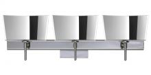 Besa Lighting 3SW-6773MR-LED-CR-SQ - Besa Groove Wall With SQ Canopy 3SW Mirror-Frost Chrome 3x5W LED