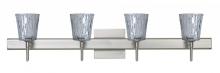 Besa Lighting 4SW-5125SF-SN-SQ - Besa Wall With SQ Canopy Nico 4 Satin Nickel Stone Silver Foil 4x40W G9