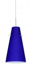 Besa Lighting J-4124CM-SN - Besa Cierro Pendant For Multiport Canopy Satin Nickel Cobalt Blue Matte 1x100W Medium Base
