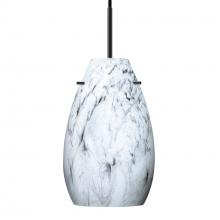 Besa Lighting J-4126MG-BK - Besa Pera 9 Pendant For Multiport Canopy Black Marble Grigio 1x100W Medium Base