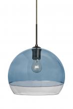 Besa Lighting J-ALLY12BL-BR - Besa, Ally 12 Cord Pendant For Multiport Canopy, Coral Blue/Clear, Bronze Finish, 1x60W Medium Base