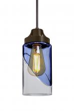 Besa Lighting J-BLINKBL-EDIL-BR - Besa, Blink Cord Pendant For Multiport Canopy, Trans. Blue/Clear, Bronze Finish, 1x4W LED Filament
