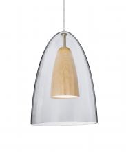 Besa Lighting J-DANOCLNA-LED-SN - Besa, Dano Cord Pendant For Multiport Canopy, Clear/Natural, Satin Nickel Finish, 1x9W LED