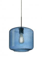 Besa Lighting J-NILES10BL-EDIL-BR - Besa Niles 10 Pendant For Multiport Canopy, Blue Bubble, Bronze Finish, 1x4W LED Filament