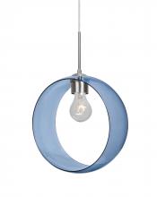 Besa Lighting J-PLATOBL-SN-NI - Besa, Plato Cord Pendant For Multiport Canopies, Blue, Satin Nickel Finish, 1x60W Medium Base