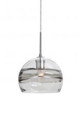 Besa Lighting J-SPIR8SC-SN - Besa Spirit 8 Pendant For Multiport Canopy, Smoke/Clear, Satin Nickel Finish, 1x60W Medium Base
