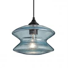 Besa Lighting OP-ZENBL-BK - Besa, Zen Outdoor Pendant, Blue Bubble, Black Finish, 1xE26 Base