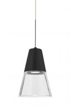 Besa Lighting RXP-TIMO6BC-LED-SN - Besa, Timo 6 Cord Pendant, Clear/Black, Satin Nickel Finish, 1x9W LED