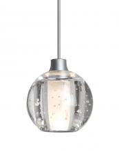 Besa Lighting X-BOCA5BB-LED-SN - Besa, Boca 5 Cord Pendant For Multiport Canopies, Clear Bubble, Satin Nickel Finish, 1x3W LED