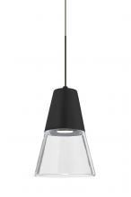 Besa Lighting X-TIMO6BC-LED-BR - Besa, Timo 6 Cord Pendant For Multiport Canopies, Clear/Black, Bronze Finish, 1x9W LED