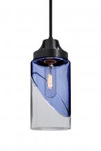 Besa Lighting J-BLINKBL-BK - Besa, Blink Cord Pendant For Multiport Canopy, Trans. Blue/Clear, Black Finish, 1x60W