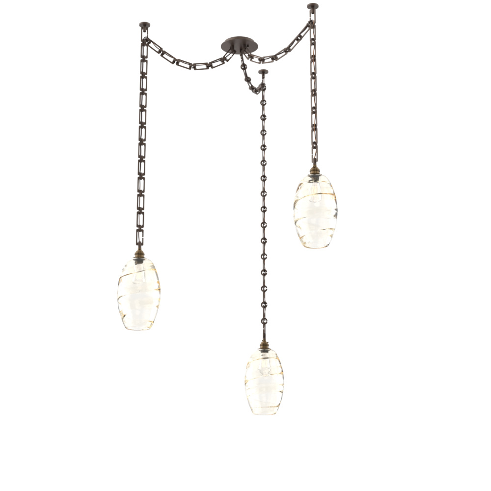 Ellisse Multi Light Pendant Multi Port Canopy Flat Bronze