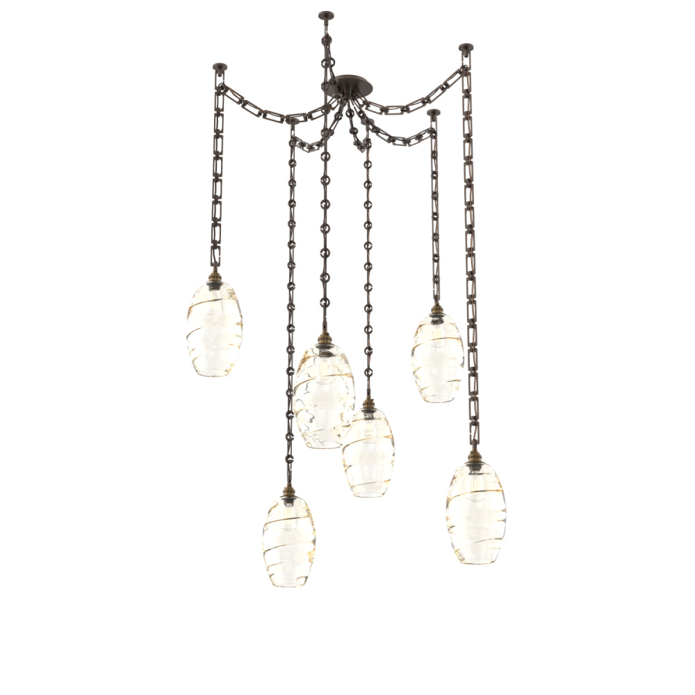 Ellisse Multi Light Pendant Multi Port Canopy Flat Bronze